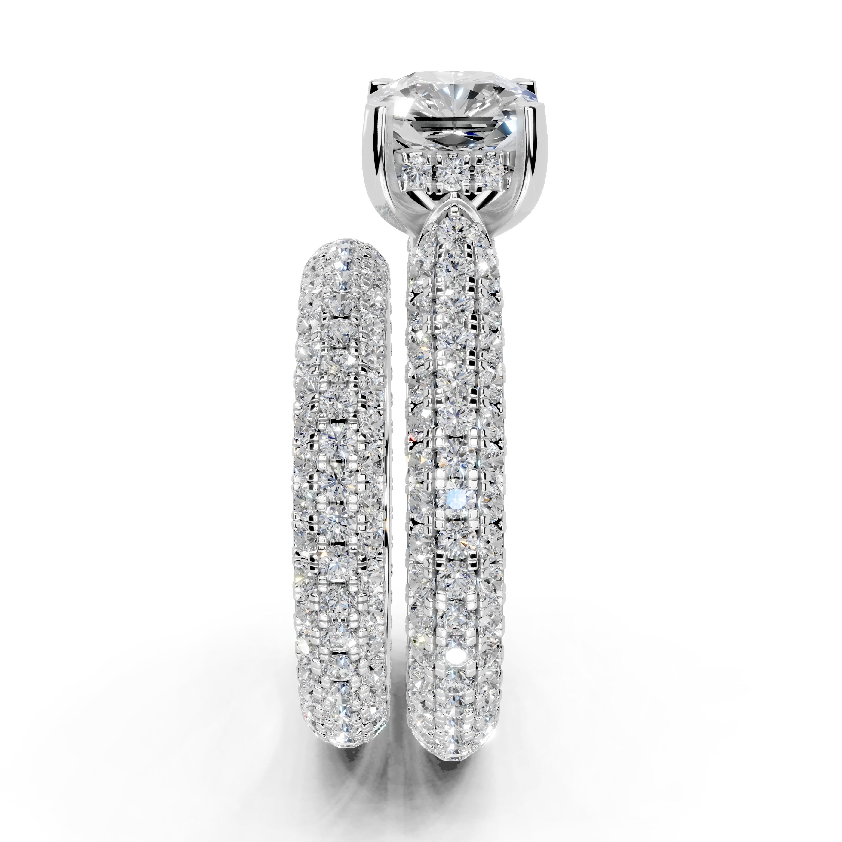 Asscher Cut Claw Prongs Double Row Pave Lab Grown Diamond Engagement Ring