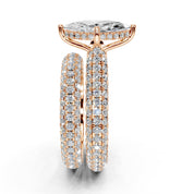 Marquise Cut Claw Prongs Double Row Pave Lab Grown Diamond Engagement Ring