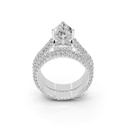 Marquise Cut Claw Prongs Double Row Pave Lab Grown Diamond Engagement Ring