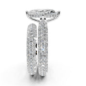 Marquise Cut Claw Prongs Double Row Pave Lab Grown Diamond Engagement Ring