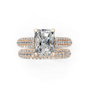 Radiant Cut Claw Prongs Double Row Pave Lab Grown Diamond Engagement Ring