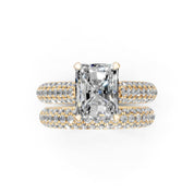 Radiant Cut Claw Prongs Double Row Pave Lab Grown Diamond Engagement Ring