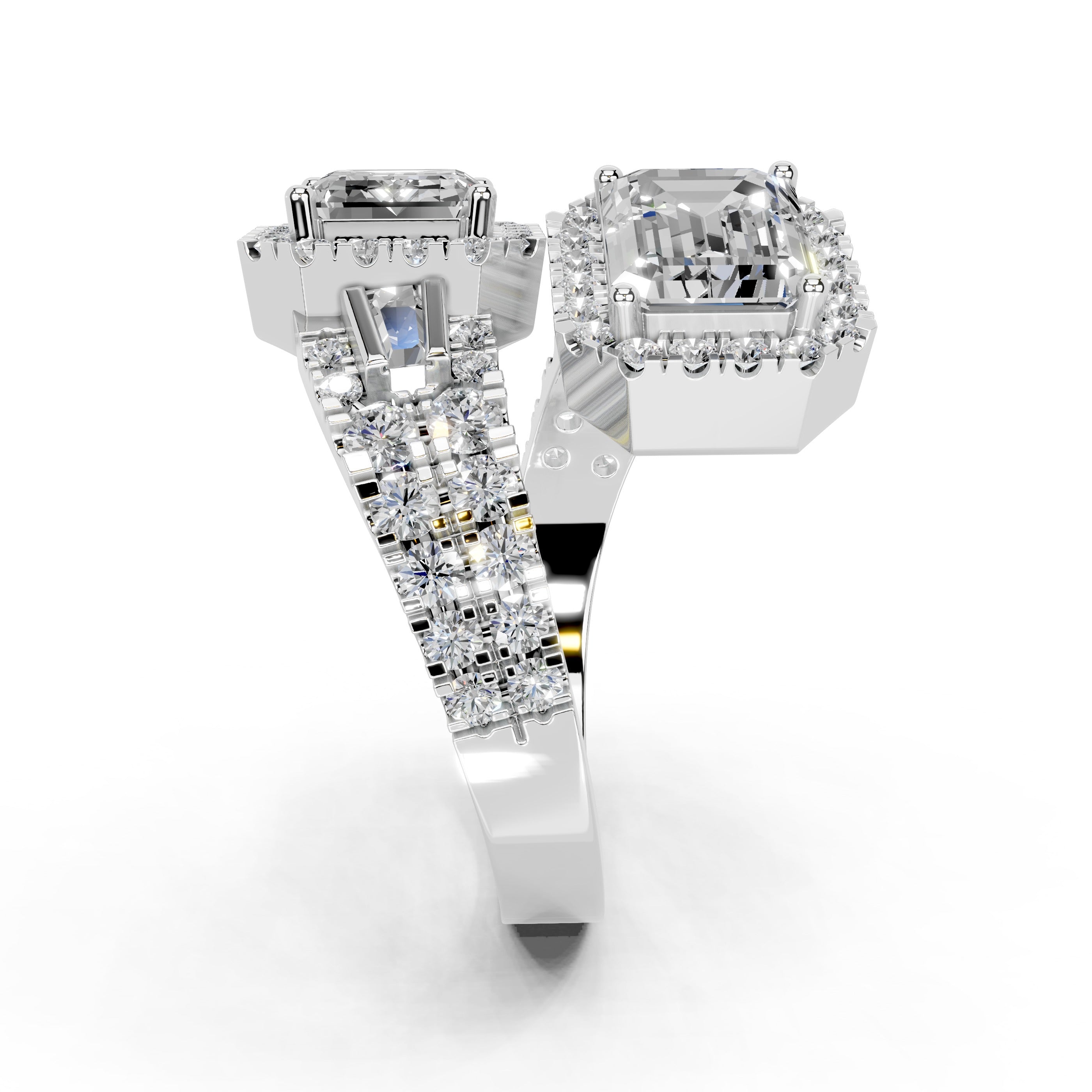 Emerald Cut Fancy  Lab Grown Diamond Engagement Ring