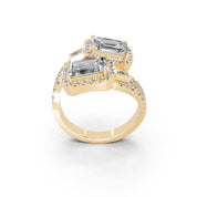 Emerald Cut Fancy  Lab Grown Diamond Engagement Ring