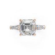 Asscher Cut Baguette Accent Lab Grown Diamond Engagement Ring