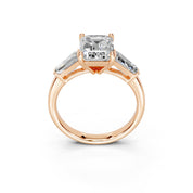 Emerald Cut Cathedral Solitaire Lab Grown Diamond Engagement Ring (3mm width)