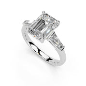 Emerald Cut Cathedral Solitaire Lab Grown Diamond Engagement Ring (3mm width)