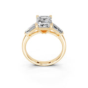 Emerald Cut Cathedral Solitaire Lab Grown Diamond Engagement Ring (3mm width)