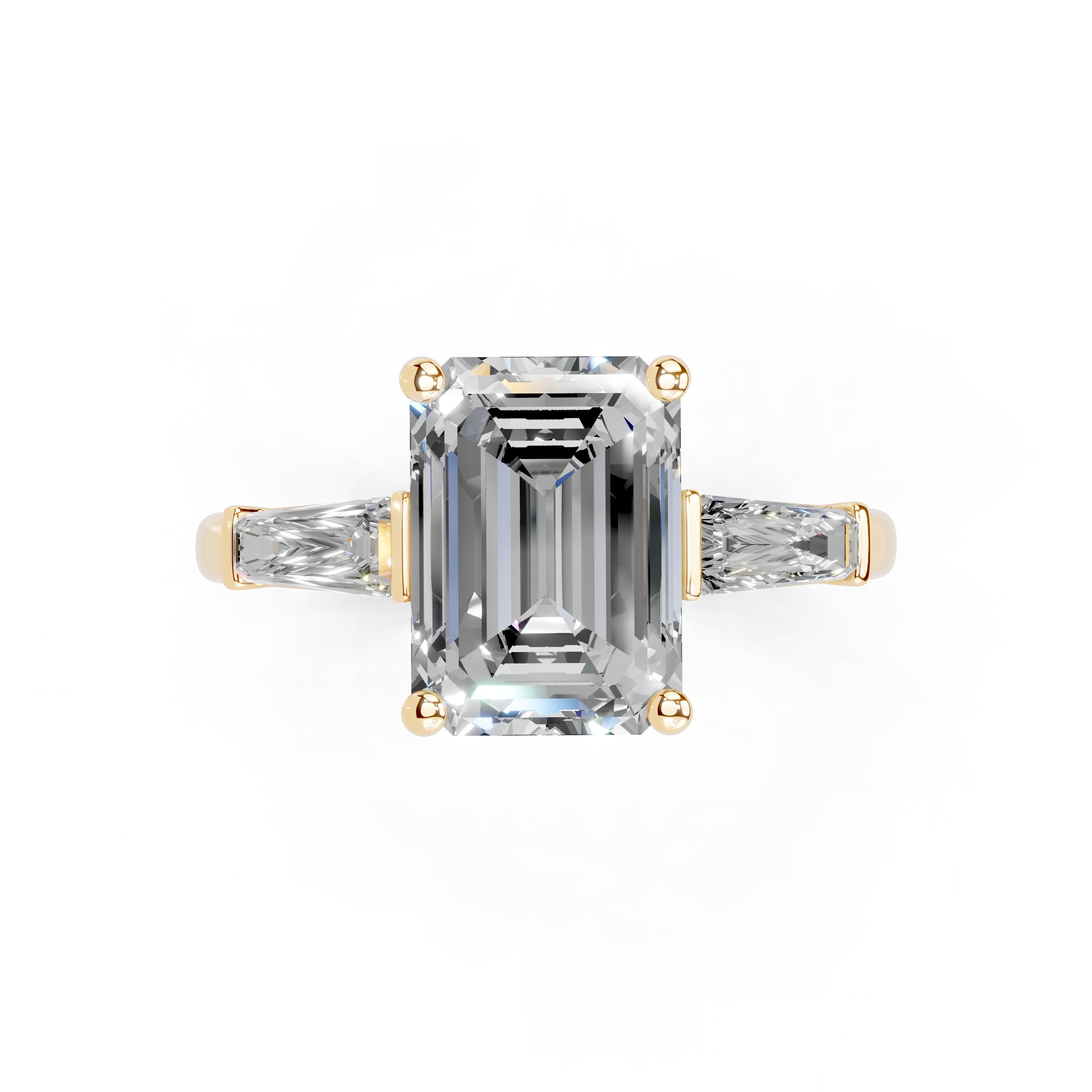 Emerald Cut Cathedral Solitaire Lab Grown Diamond Engagement Ring (3mm width)