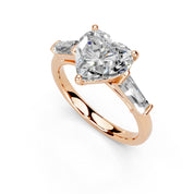 Heart Cut Baguette Accent Lab Grown Diamond Engagement Ring