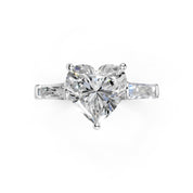 Heart Cut Baguette Accent Lab Grown Diamond Engagement Ring