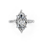 Marquise Cut Baguette Accent Lab Grown Diamond Engagement Ring