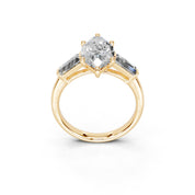 Marquise Cut Baguette Accent Lab Grown Diamond Engagement Ring