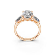 Oval Cut Baguette Accent Lab Grown Diamond Engagement Ring