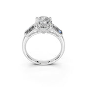 Oval Cut Baguette Accent Lab Grown Diamond Engagement Ring