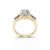 Oval Cut Baguette Accent Lab Grown Diamond Engagement Ring