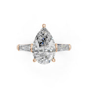 Pear Cut Baguette Accent Lab Grown Diamond Engagement Ring