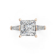 Princess Cut Baguette Accent Lab Grown Diamond Engagement Ring