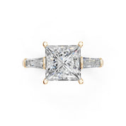 Princess Cut Baguette Accent Lab Grown Diamond Engagement Ring