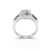 Round Cut Baguette Accent Lab Grown Diamond Engagement Ring