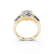 Round Cut Baguette Accent Lab Grown Diamond Engagement Ring