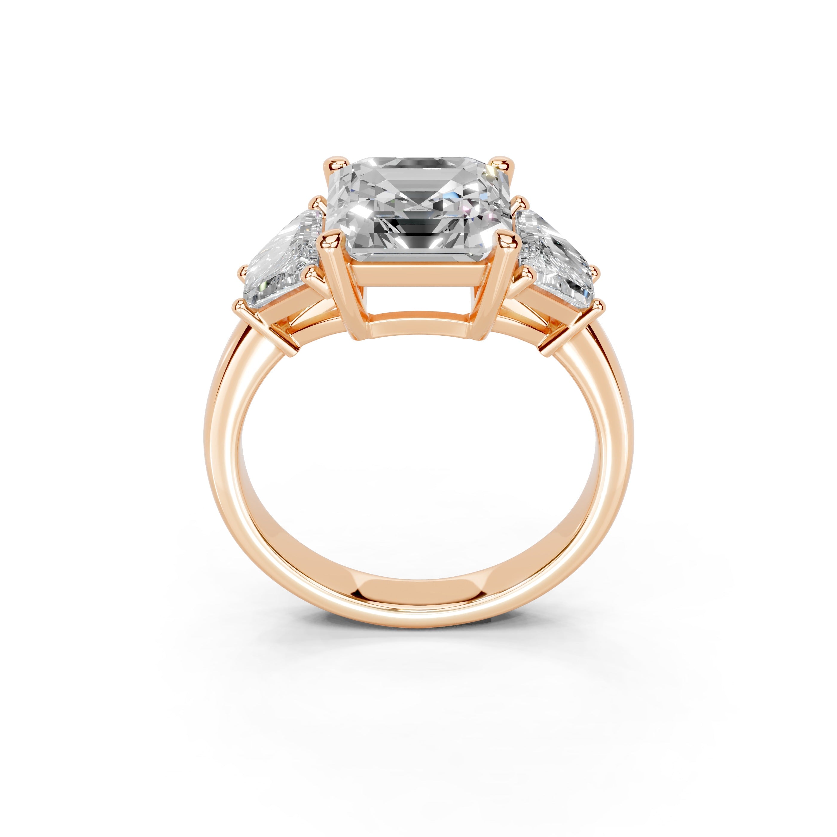 Asscher Cut Baguette Accent Lab Grown Diamond Engagement Ring