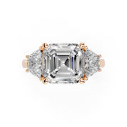 Asscher Cut Baguette Accent Lab Grown Diamond Engagement Ring