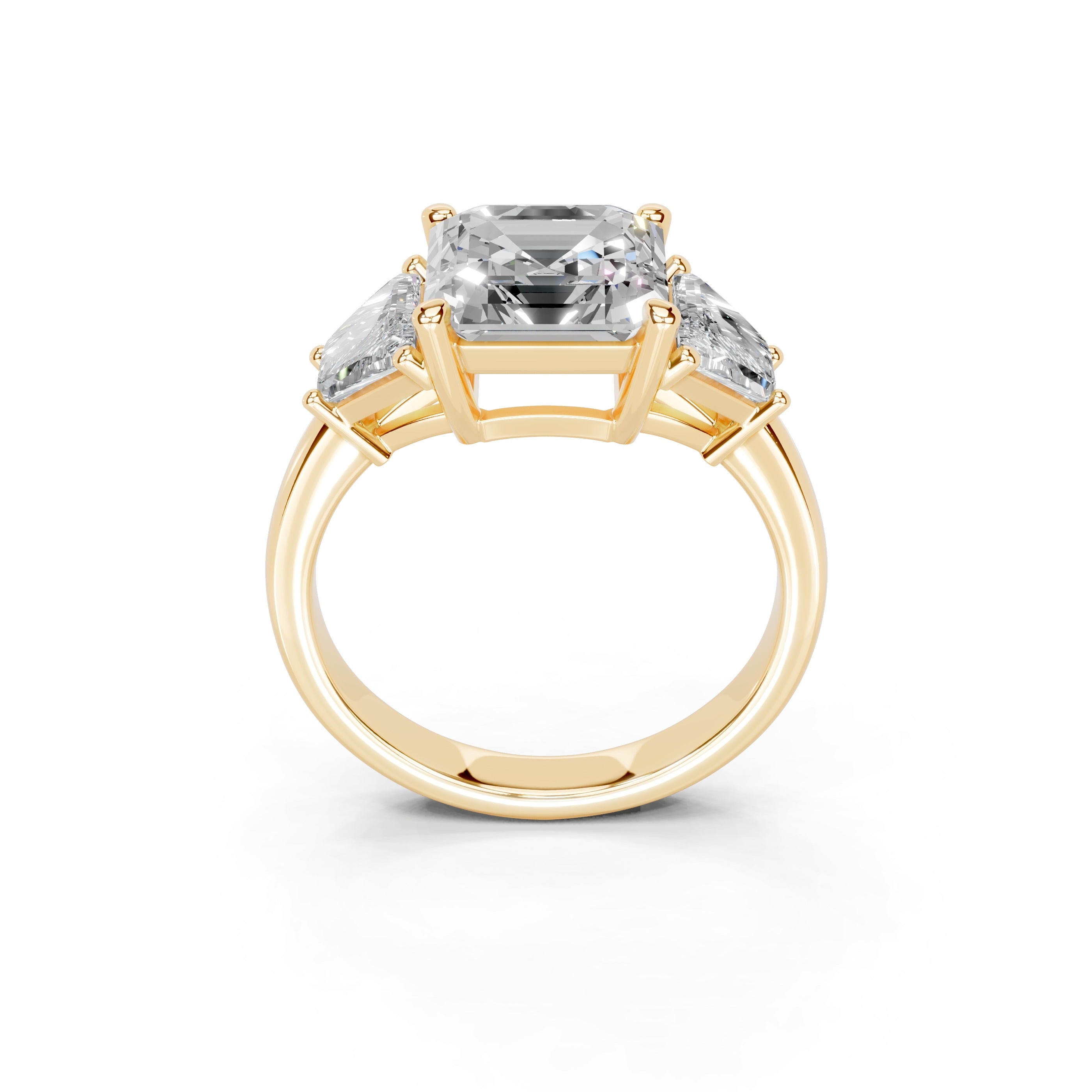 Asscher Cut Baguette Accent Lab Grown Diamond Engagement Ring