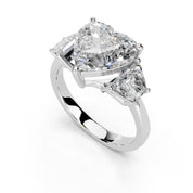 Heart Cut Baguette Accent Lab Grown Diamond Engagement Ring