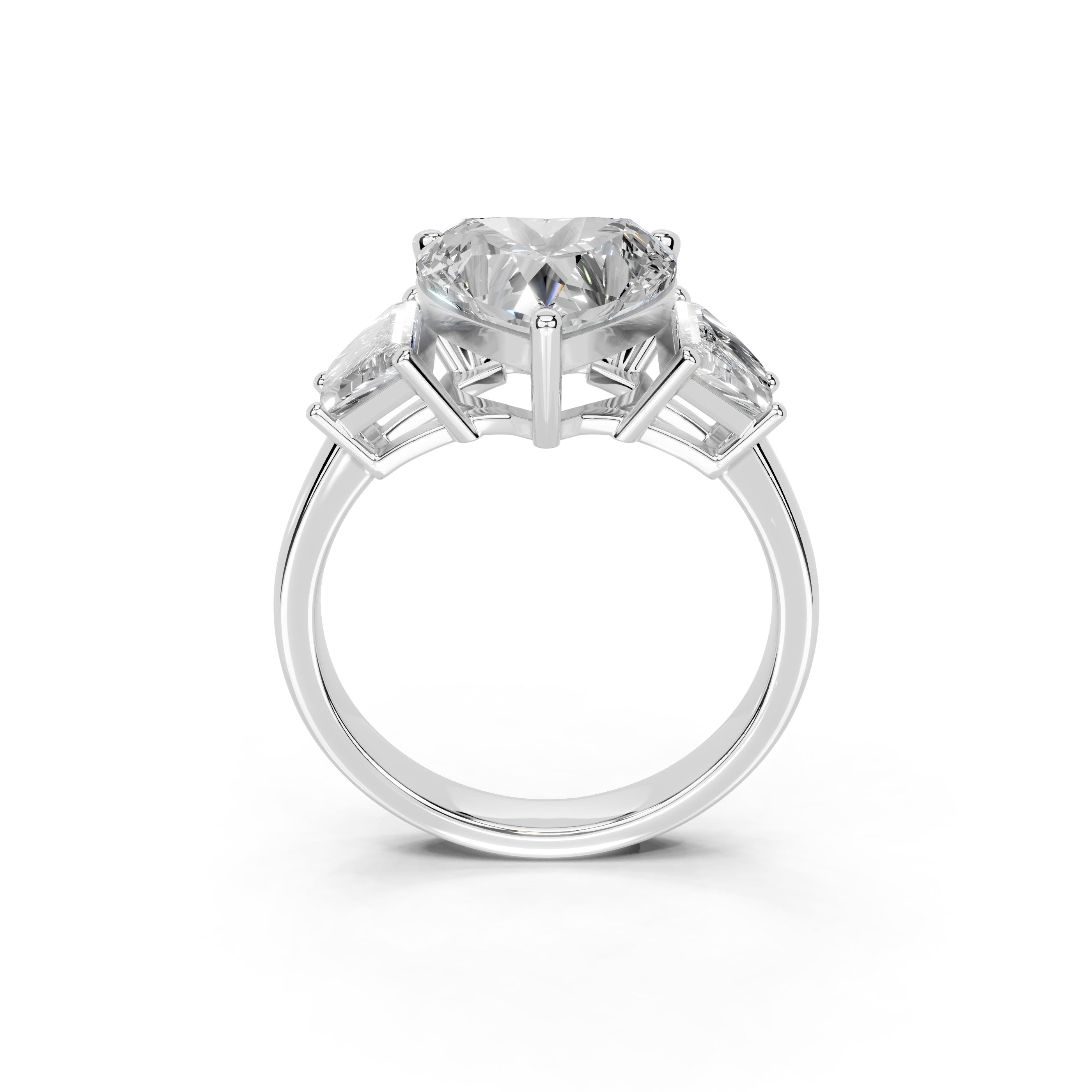 Heart Cut Baguette Accent Lab Grown Diamond Engagement Ring