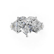 Heart Cut Baguette Accent Lab Grown Diamond Engagement Ring