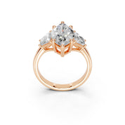 Marquise Cut Baguette Accent Lab Grown Diamond Engagement Ring