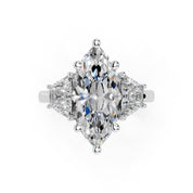 Marquise Cut Baguette Accent Lab Grown Diamond Engagement Ring