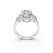 Oval Cut Baguette Accent Lab Grown Diamond Engagement Ring