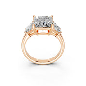 Princess Cut Baguette Accent Lab Grown Diamond Engagement Ring