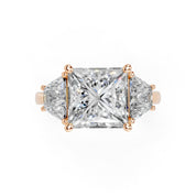 Princess Cut Baguette Accent Lab Grown Diamond Engagement Ring