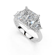 Princess Cut Baguette Accent Lab Grown Diamond Engagement Ring