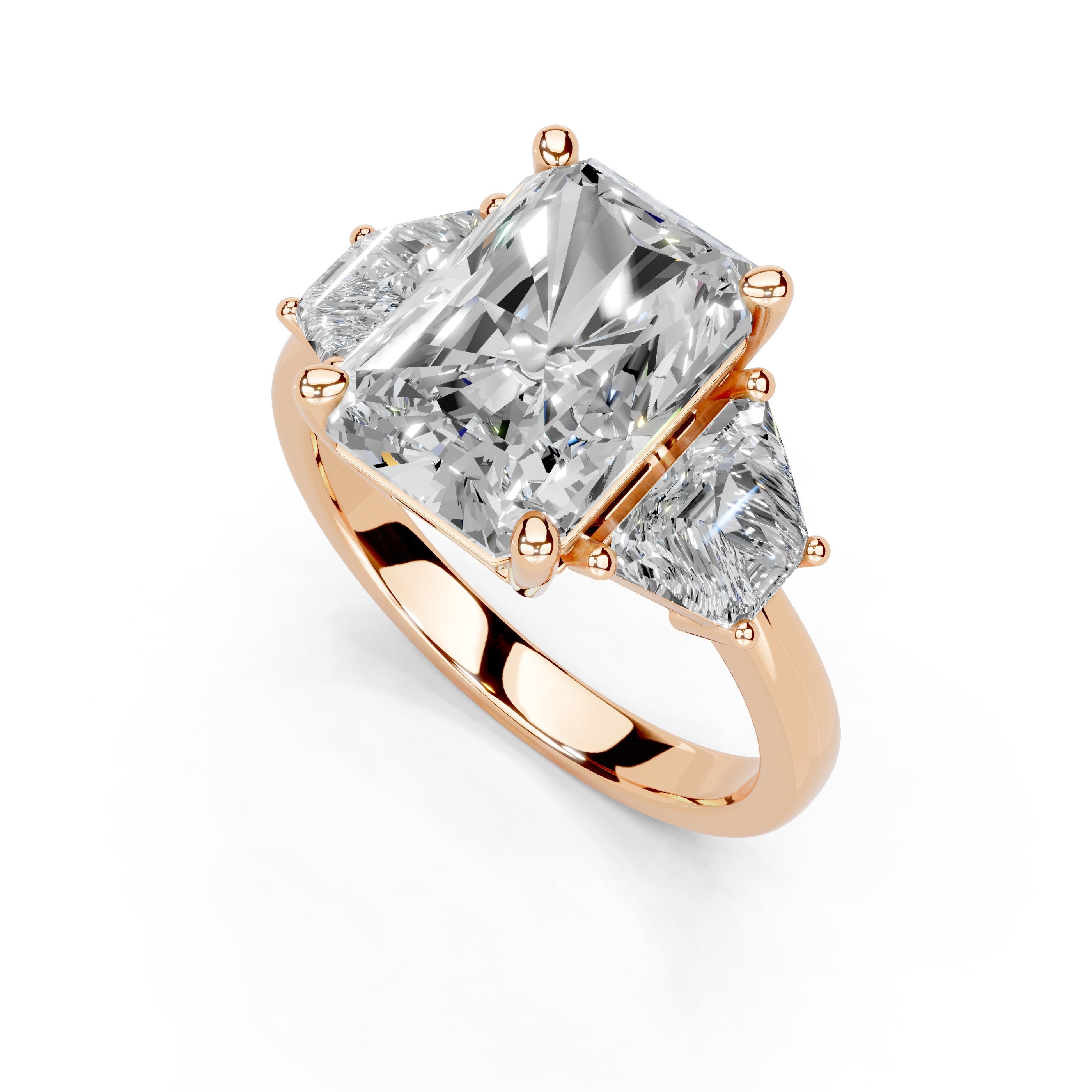 Radiant Cut Baguette Accent Lab Grown Diamond Engagement Ring