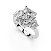 Radiant Cut Baguette Accent Lab Grown Diamond Engagement Ring