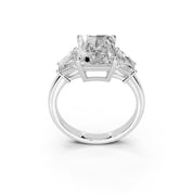 Radiant Cut Baguette Accent Lab Grown Diamond Engagement Ring