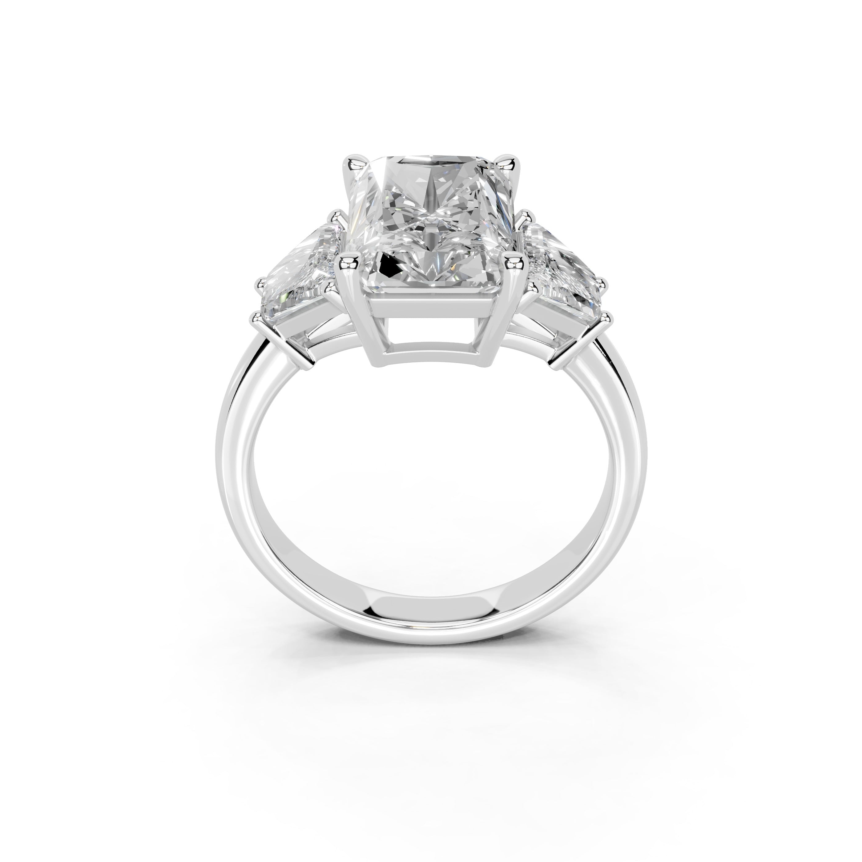 Radiant Cut Baguette Accent Lab Grown Diamond Engagement Ring