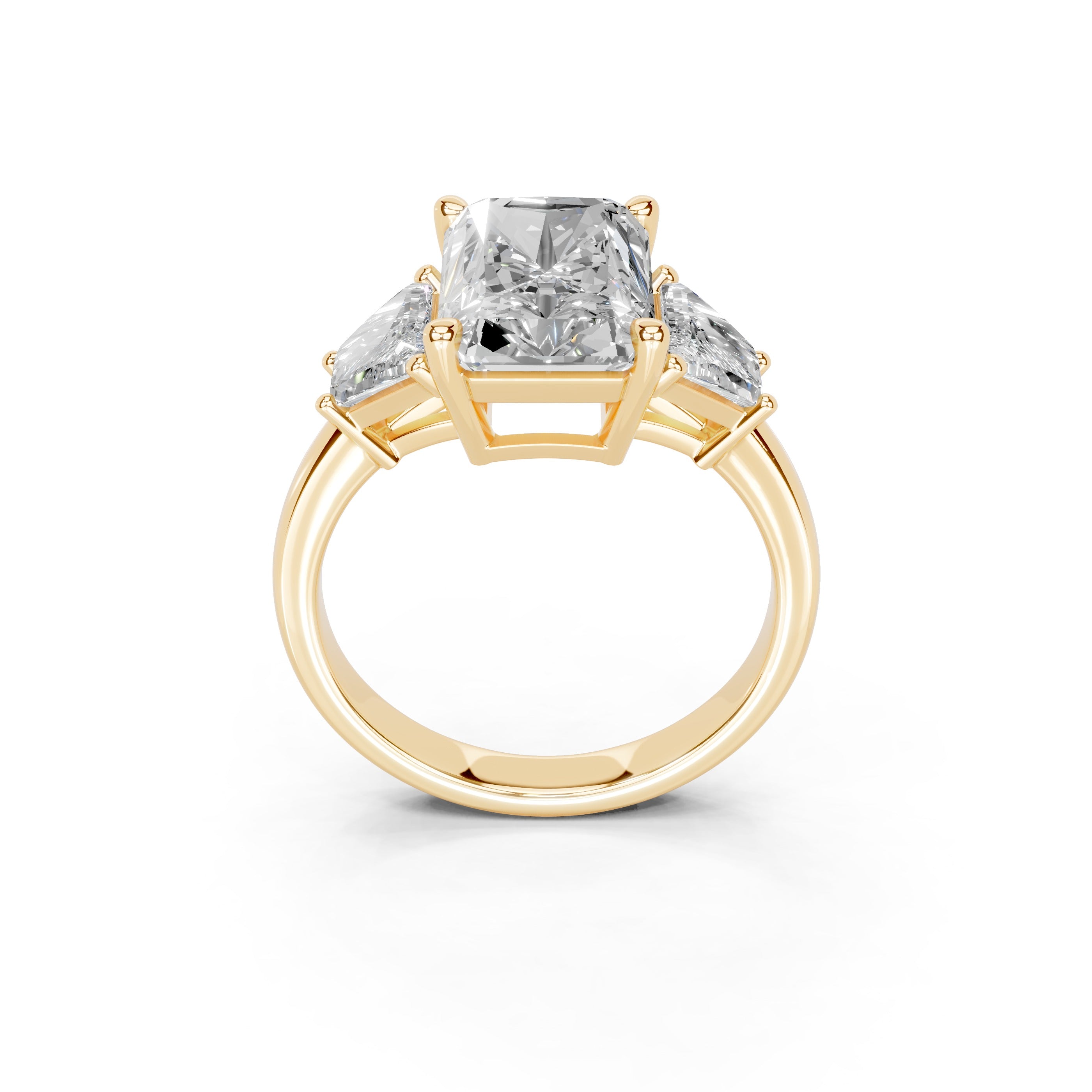 Radiant Cut Baguette Accent Lab Grown Diamond Engagement Ring