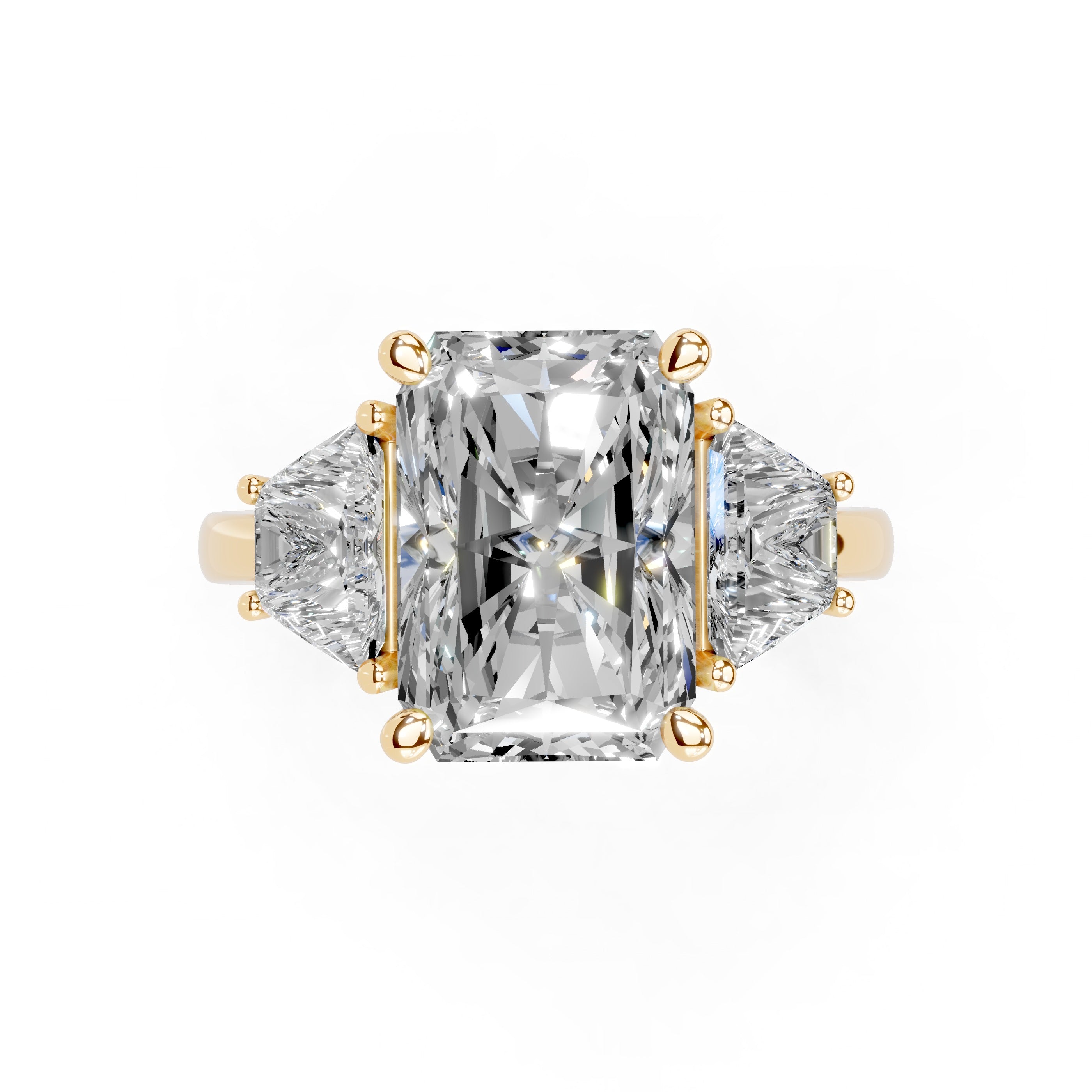 Radiant Cut Baguette Accent Lab Grown Diamond Engagement Ring