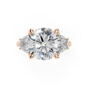 Round Cut Baguette Accent Lab Grown Diamond Engagement Ring