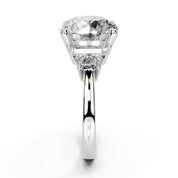 Round Cut Baguette Accent Lab Grown Diamond Engagement Ring