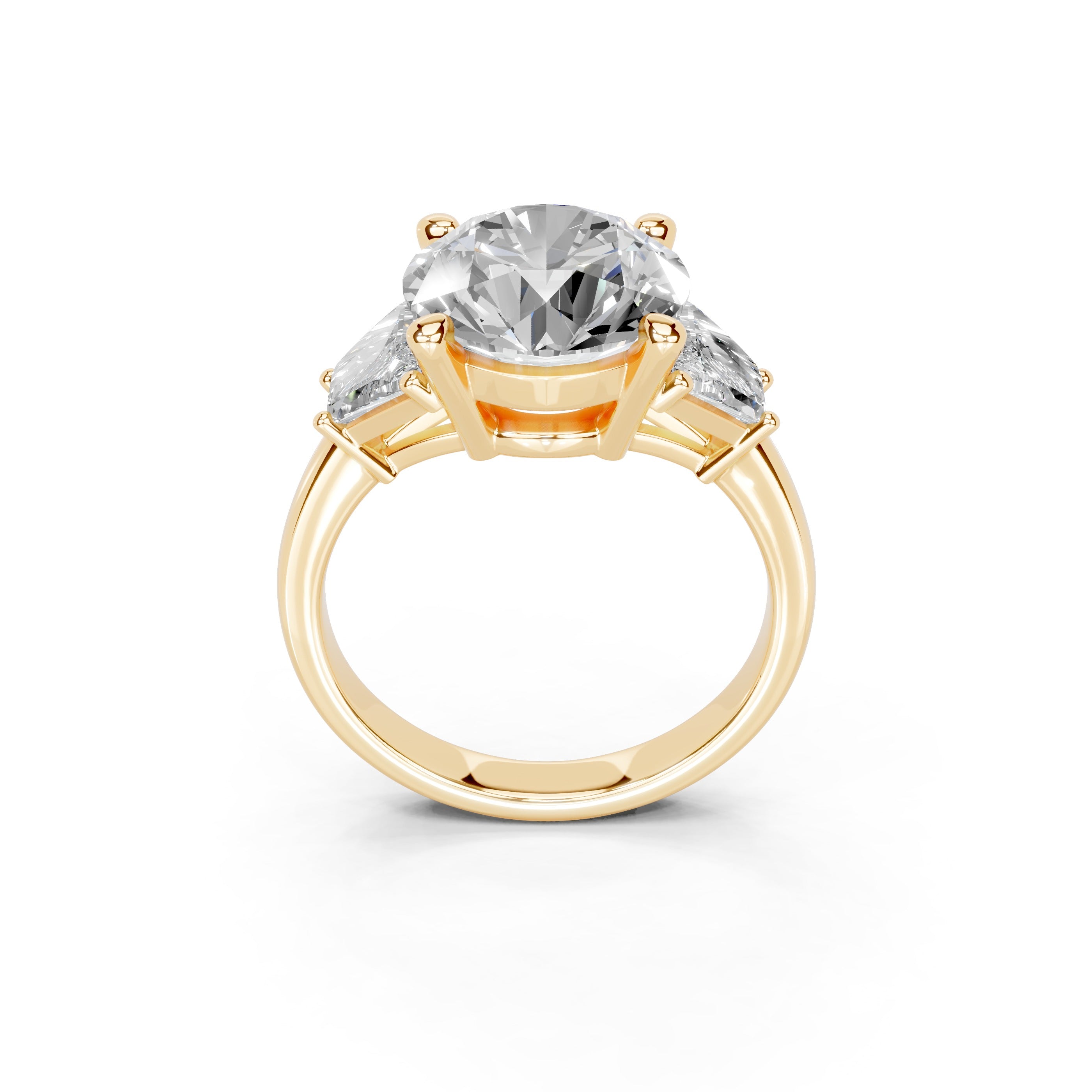 Round Cut Baguette Accent Lab Grown Diamond Engagement Ring