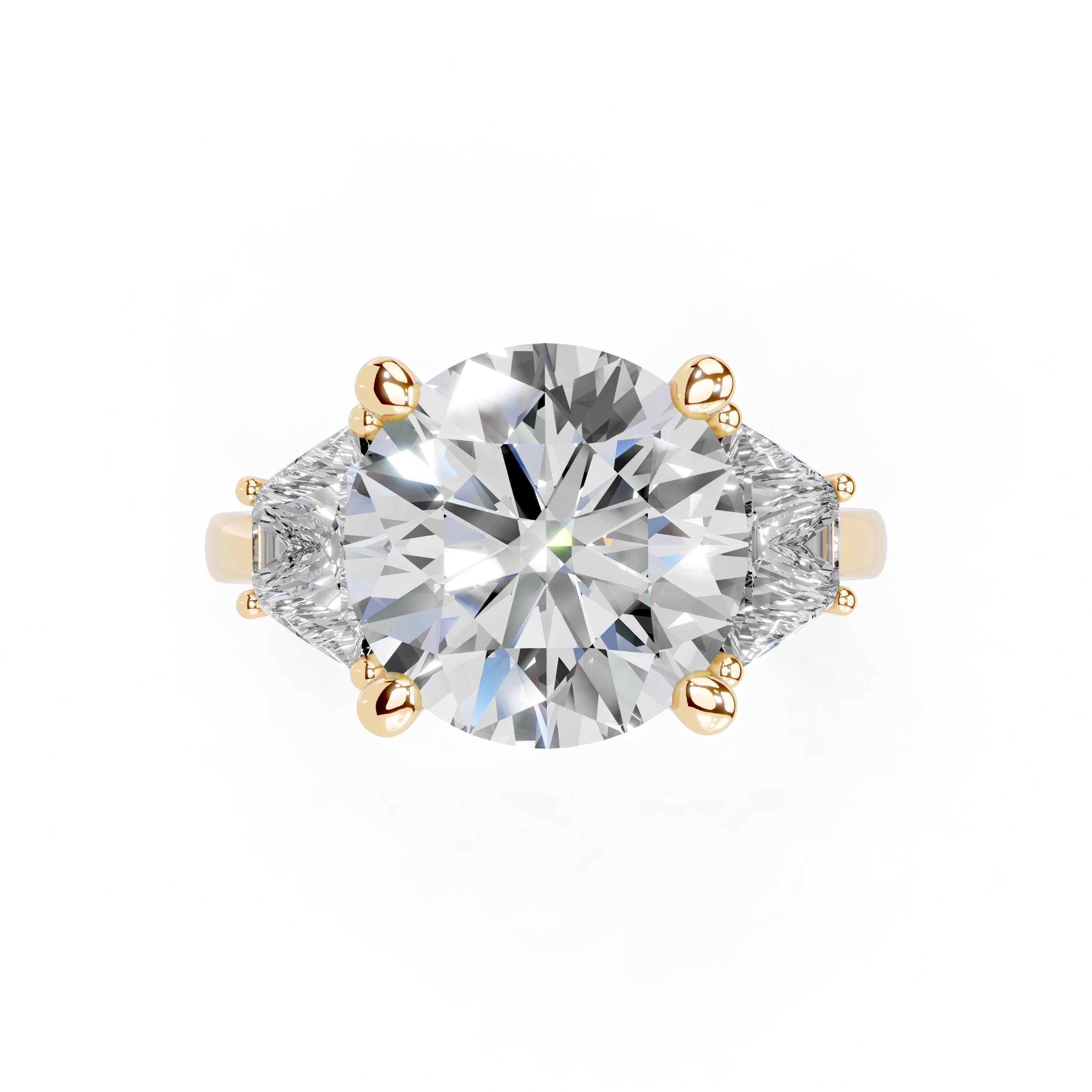 Round Cut Baguette Accent Lab Grown Diamond Engagement Ring