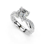 Asscher Cut Split Shank  Lab Grown Diamond Engagement Ring