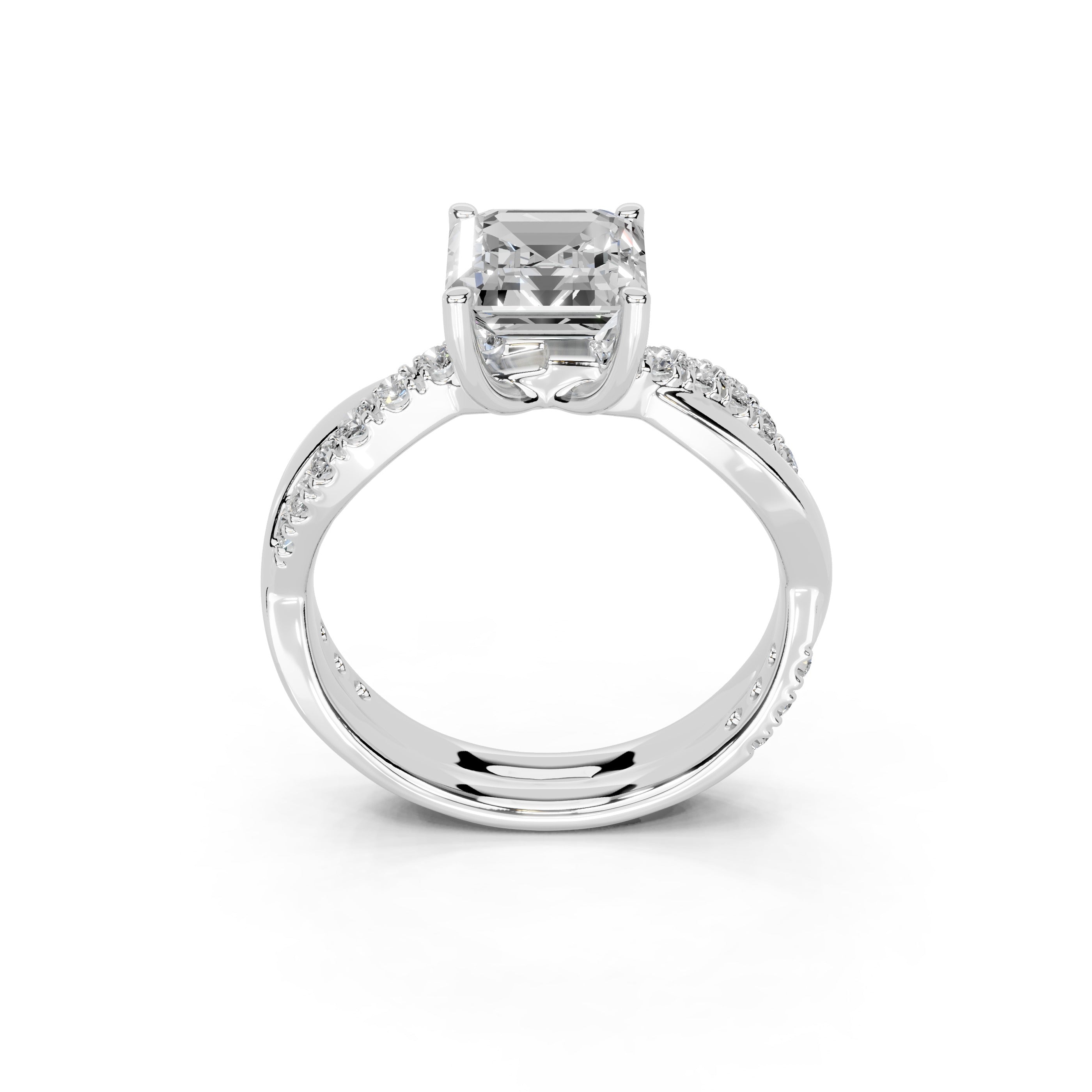 Asscher Cut Split Shank  Lab Grown Diamond Engagement Ring