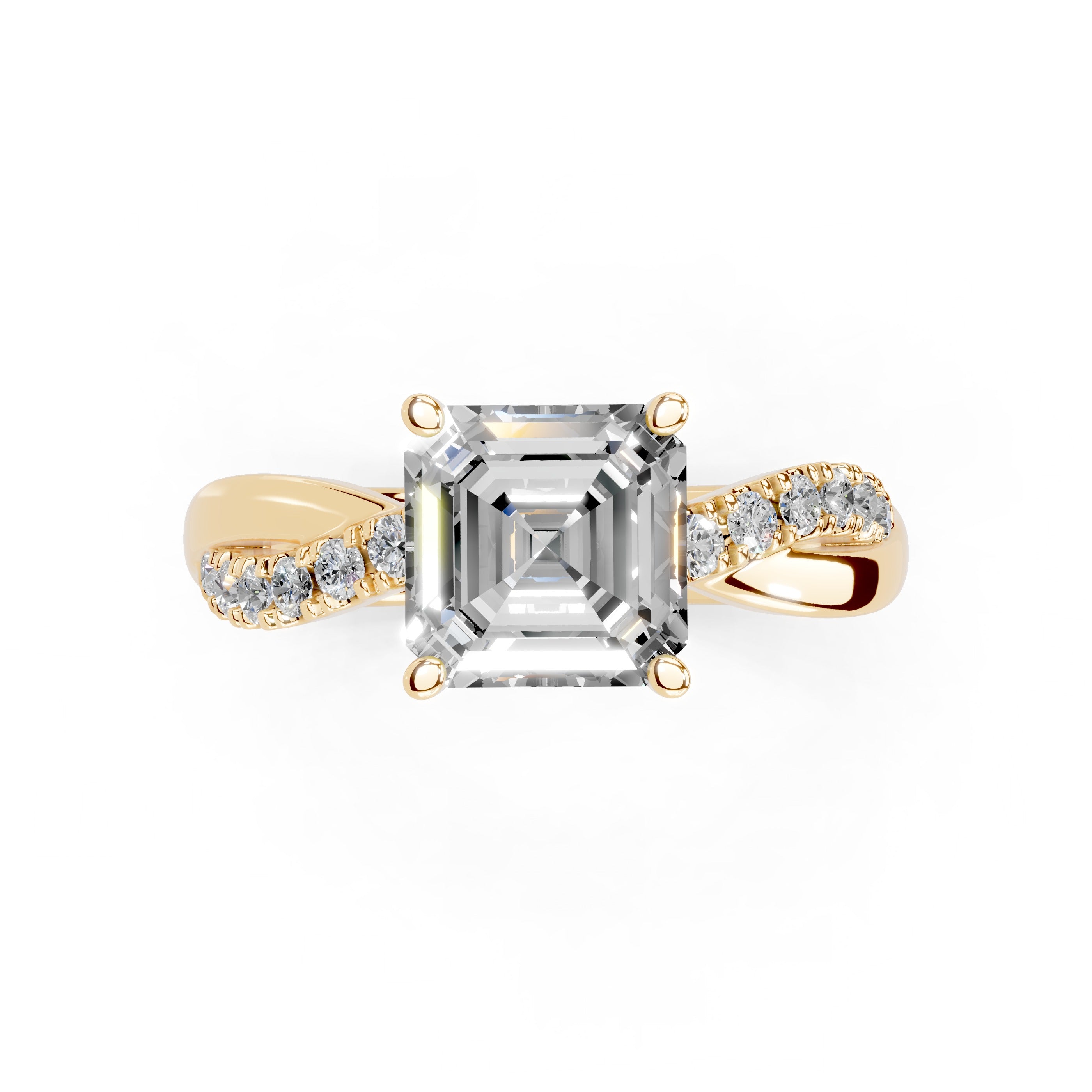 Asscher Cut Split Shank  Lab Grown Diamond Engagement Ring